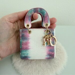 Mini Tie Dye Bag Charm w Letter Charm – Pastel